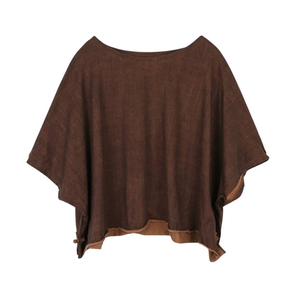 Vintage Boho Loose Fit Linen Top – Oversized Boxy Blouse with Rolled Sleeves - Picture 2 of 6